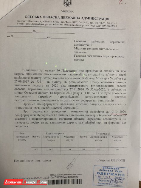 В Одесской области будет проведена проверка АСЦО