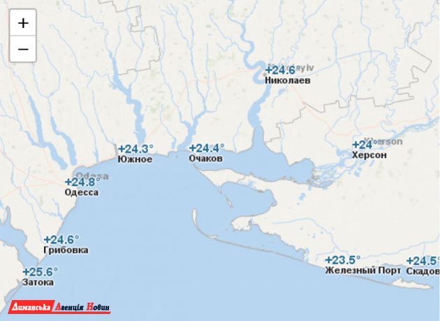 Интерактивная карта температуры воды Черного моря обновляется каждый день