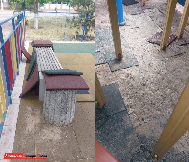 У Визирці вандали зірвали покриття на дитячому майданчику
